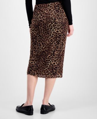 Juniors' Printed-Mesh Midi Skirt