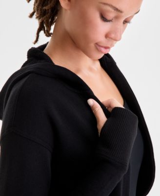 Women's Relaxed French Terry Cropped Hooded Cardigan, Macy's Exclusive 