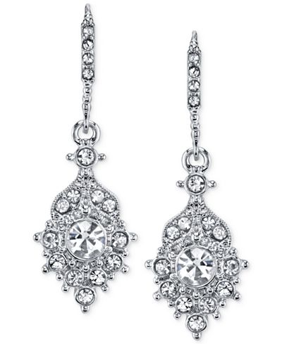 2028 Silver-Tone Crystal Drop Earrings