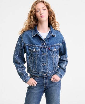Women's '90s Embellished Cotton Denim Trucker Jacket