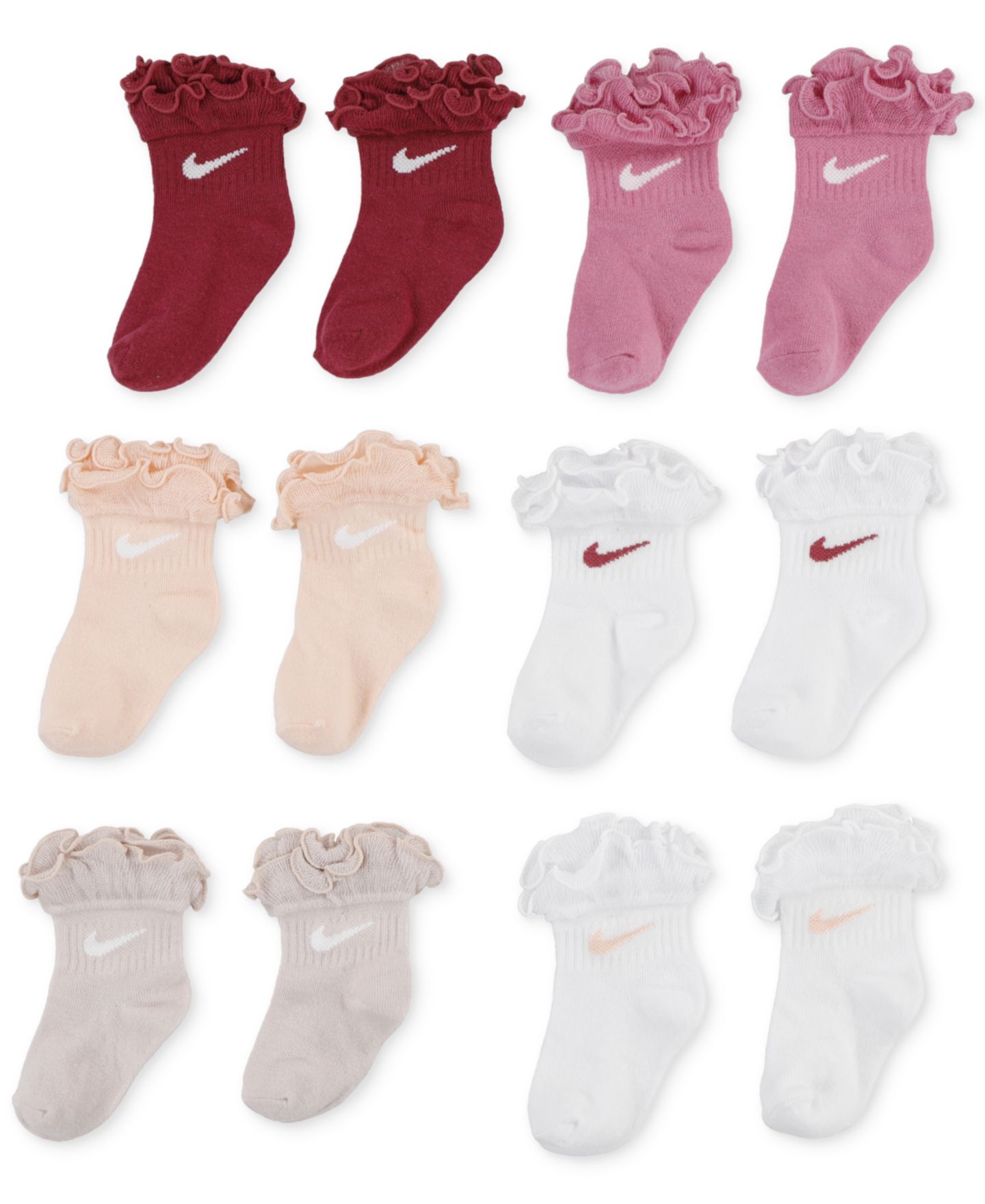 Носки Swoosh, оборки, 6 шт. — Nike, цвет: Свекольный — фото 1