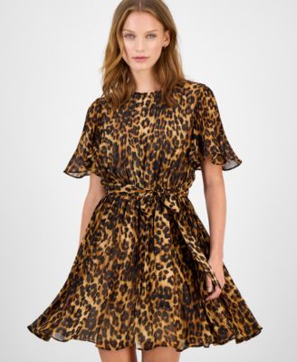 Women's Short-Sleeve Pleated Minidress