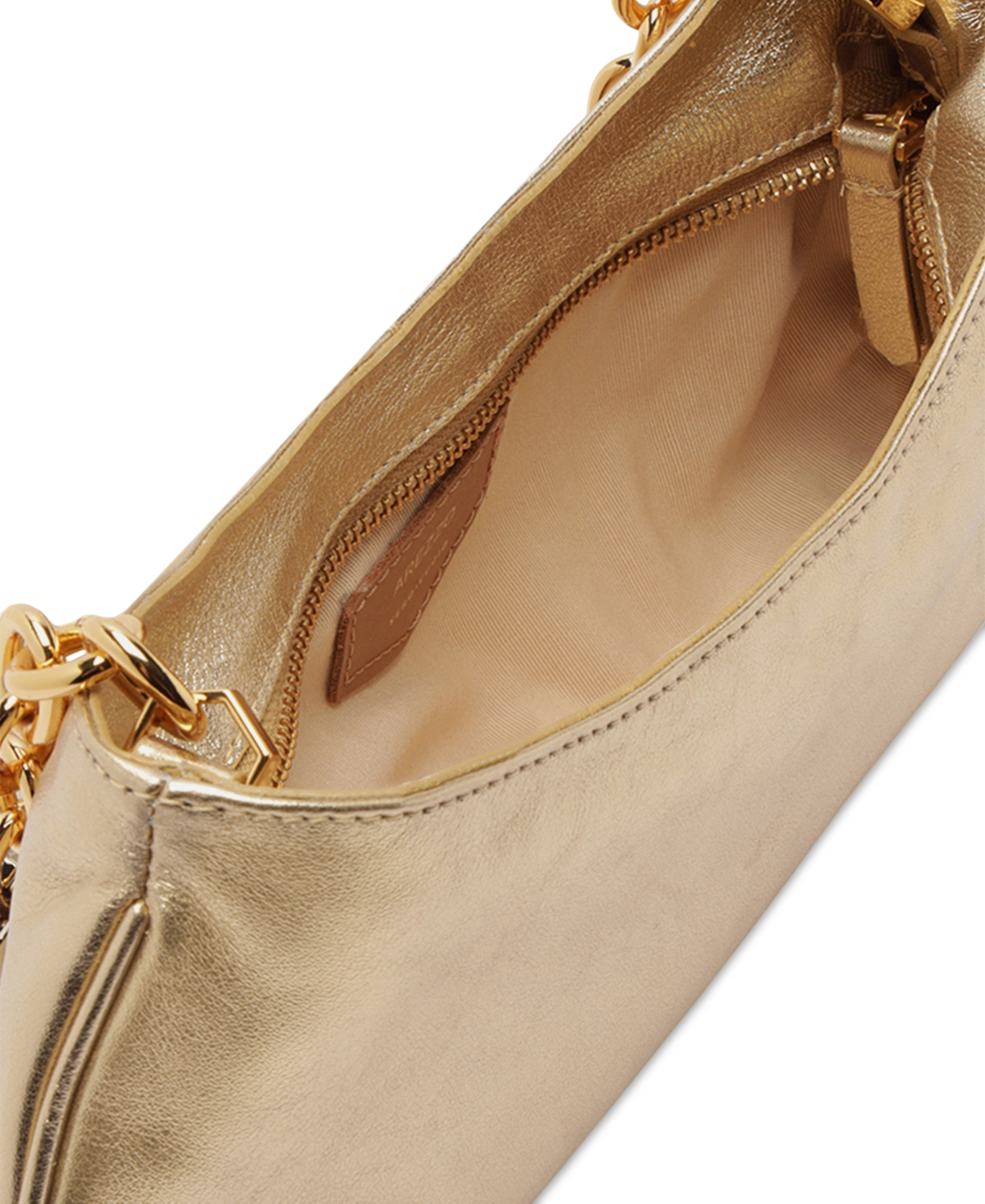 Arezzo Luna Small Leather Baguette In Silver