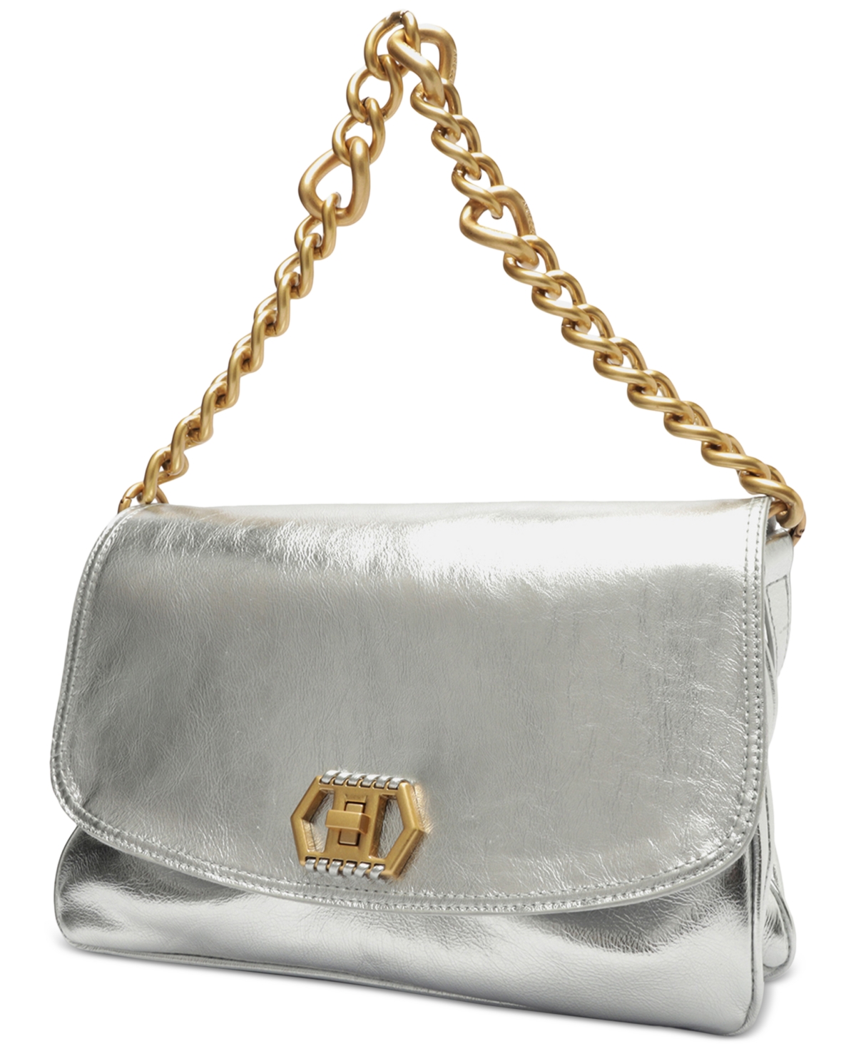 Arezzo Ivy Large Leather Crossbody In Gray