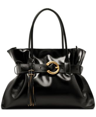 Arezzo - Extra Large Leather Buckle Ornament Shopping Bag