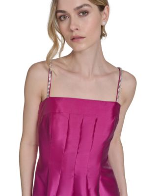 Women's Solid Color Square-Neck Sleeveless Midi Dress