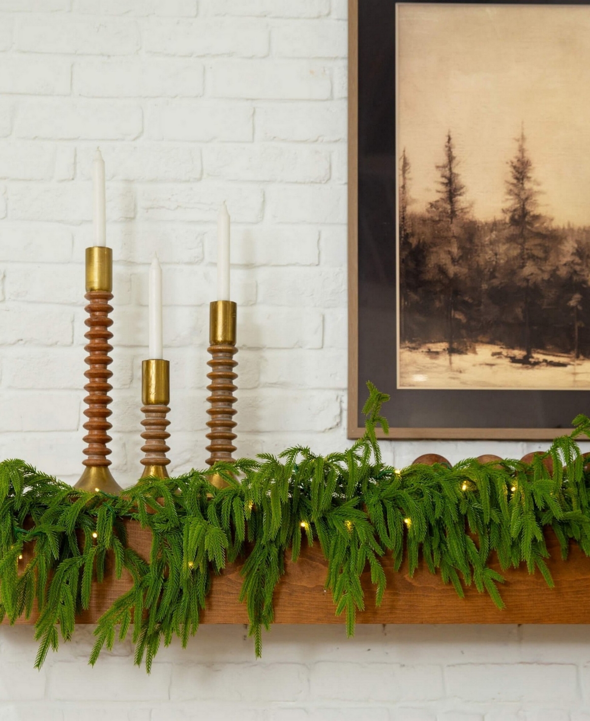Nearly Natural 9ft. Pre-lit Artificial Real Touch Norfolk Island Pine Garland In Green