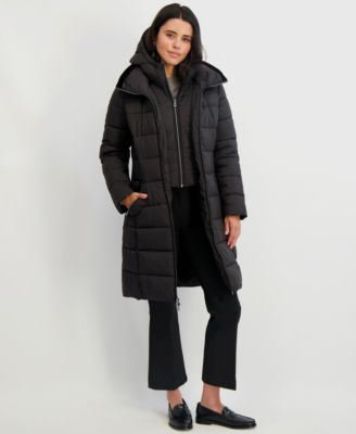 Women's Hooded Bibbed Puffer Coat