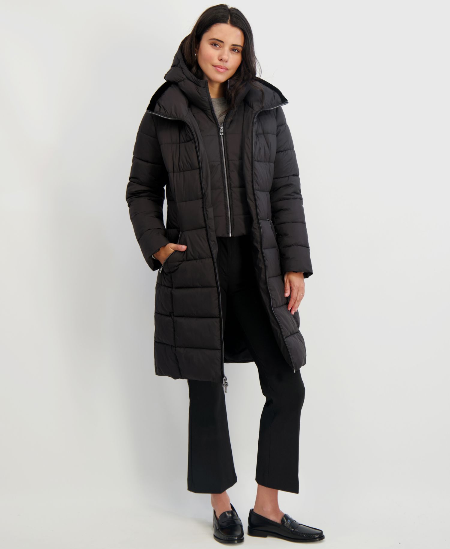 Women's Hooded Bibbed Puffer Coat