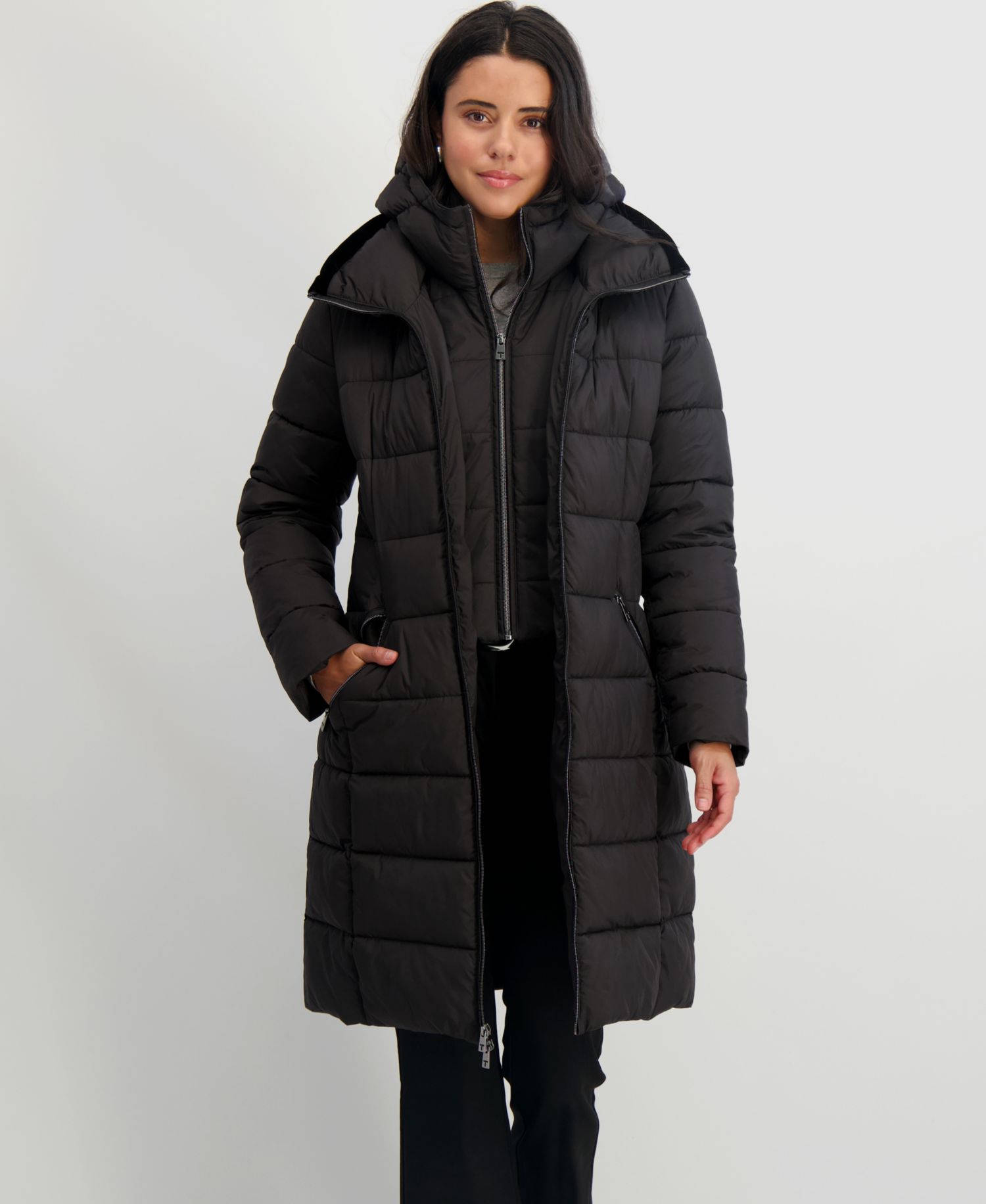 Women's Hooded Bibbed Puffer Coat