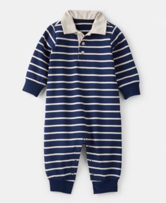 Carter's - Baby Boys Cotton Long-Sleeve Striped Polo Jumpsuit