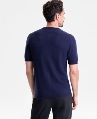 Men's Regular-Fit Textured 100% Cashmere Sweater T-Shirt, Macy's Exclusive