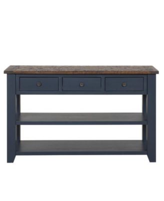 CASAINC 48" Solid Pine Wood Top, Mixed MDF board 3 Storage Drawers and 2 Shelves Console Table Cabinet