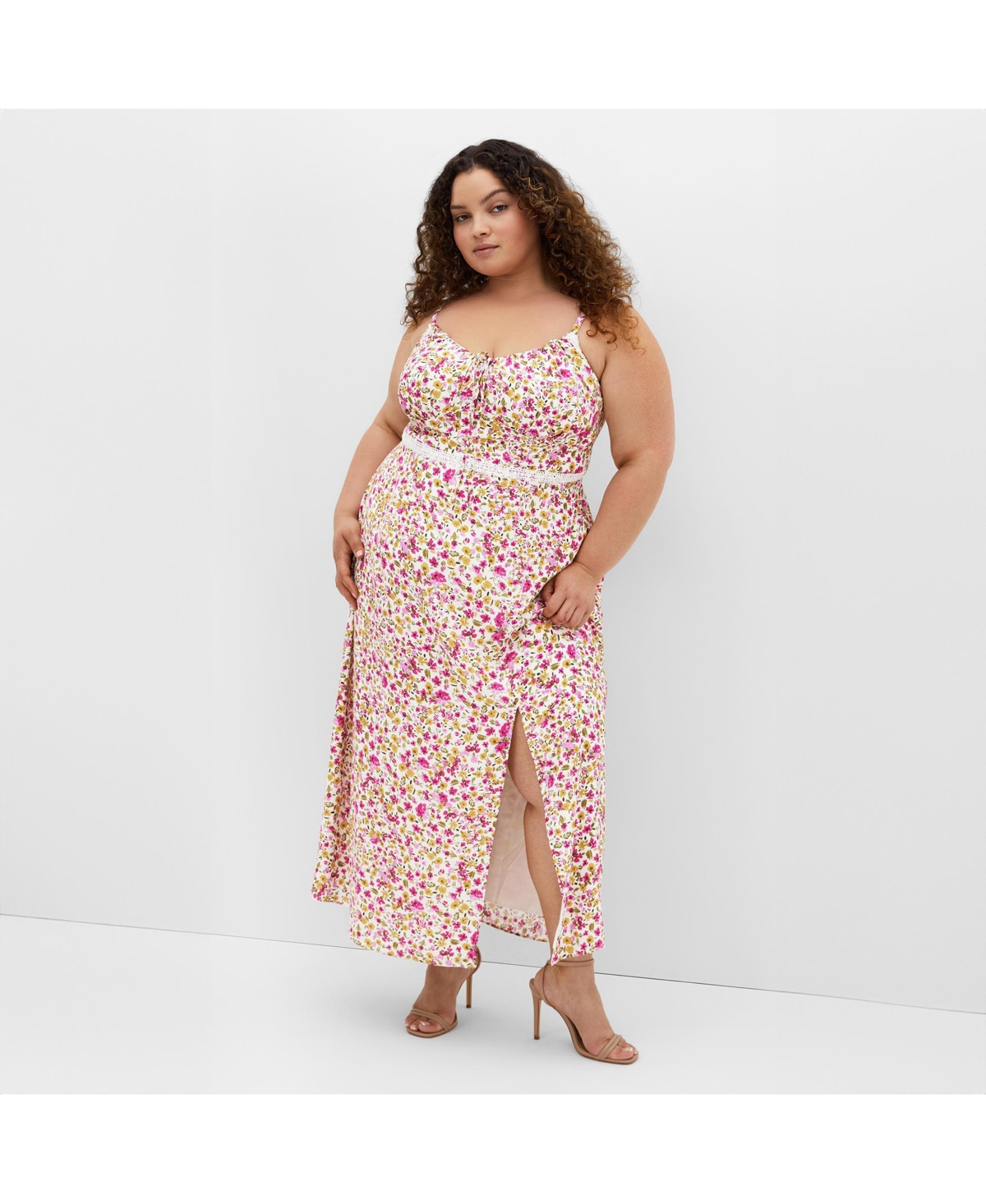 Women's Plus Size Sweet Floral Maxi Dress - Sweet pea