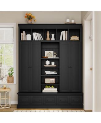 Hall Tree Bench with Cubbies Doors Drawers &amp; Shelves