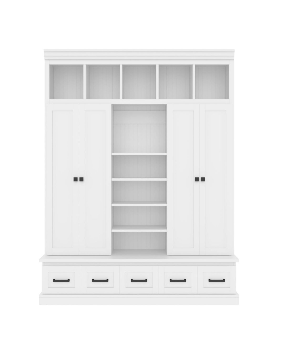 Streamdale Furniture Hall Tree Bench with Cubbies Doors Drawers & Shelves