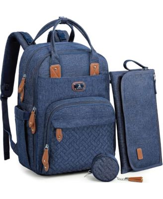 Dikaslon Diaper Bag Backpack with Portable Changing Pad, Pacifier Case and Stroller Straps - Peacock blue