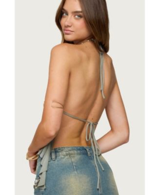Women's Safi Backless Split Front Halter Top