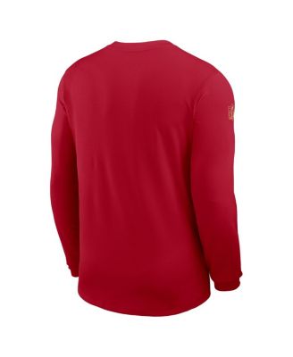 Men's Scarlet San Francisco 49ers Sideline Coach UV Performance Long Sleeve T-Shirt