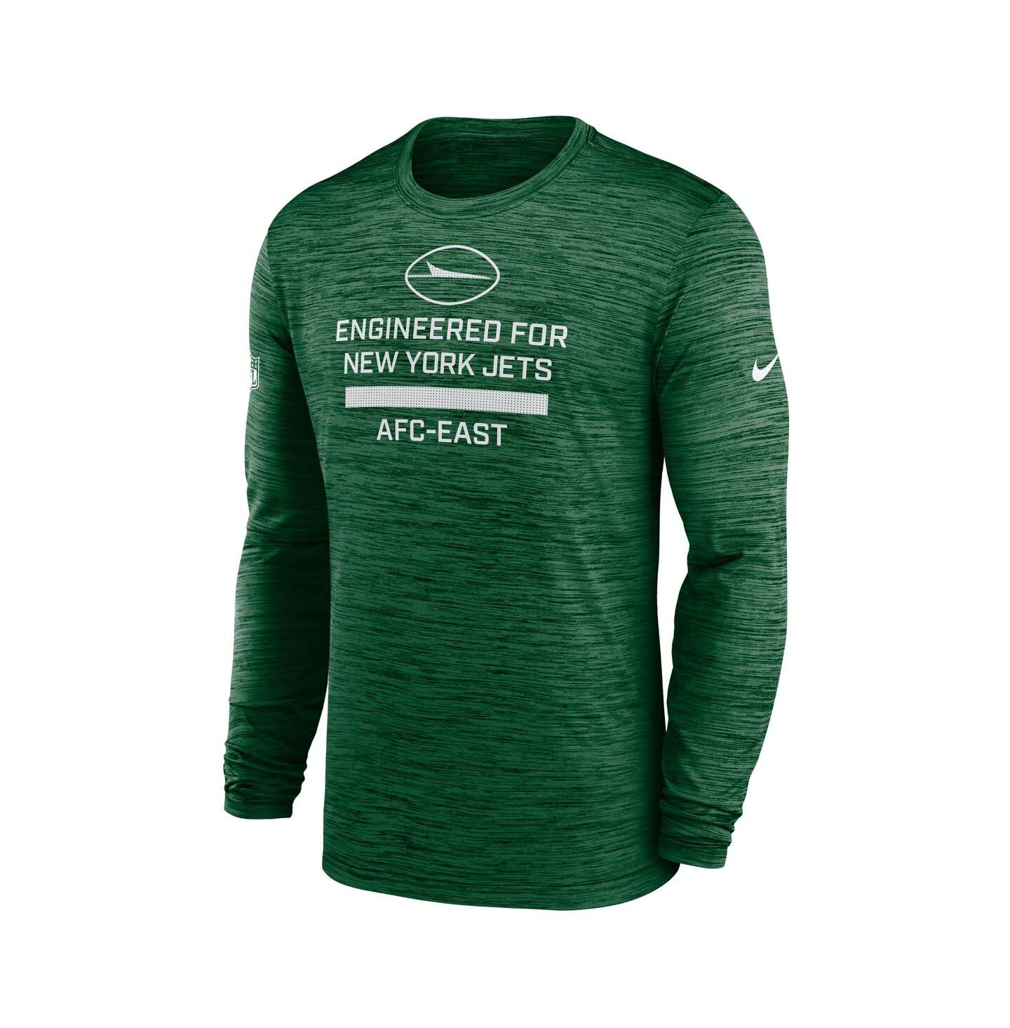 Мужская футболка Nike Green New York Jets Sideline Velocity Performance Long Sleeve — фото 3