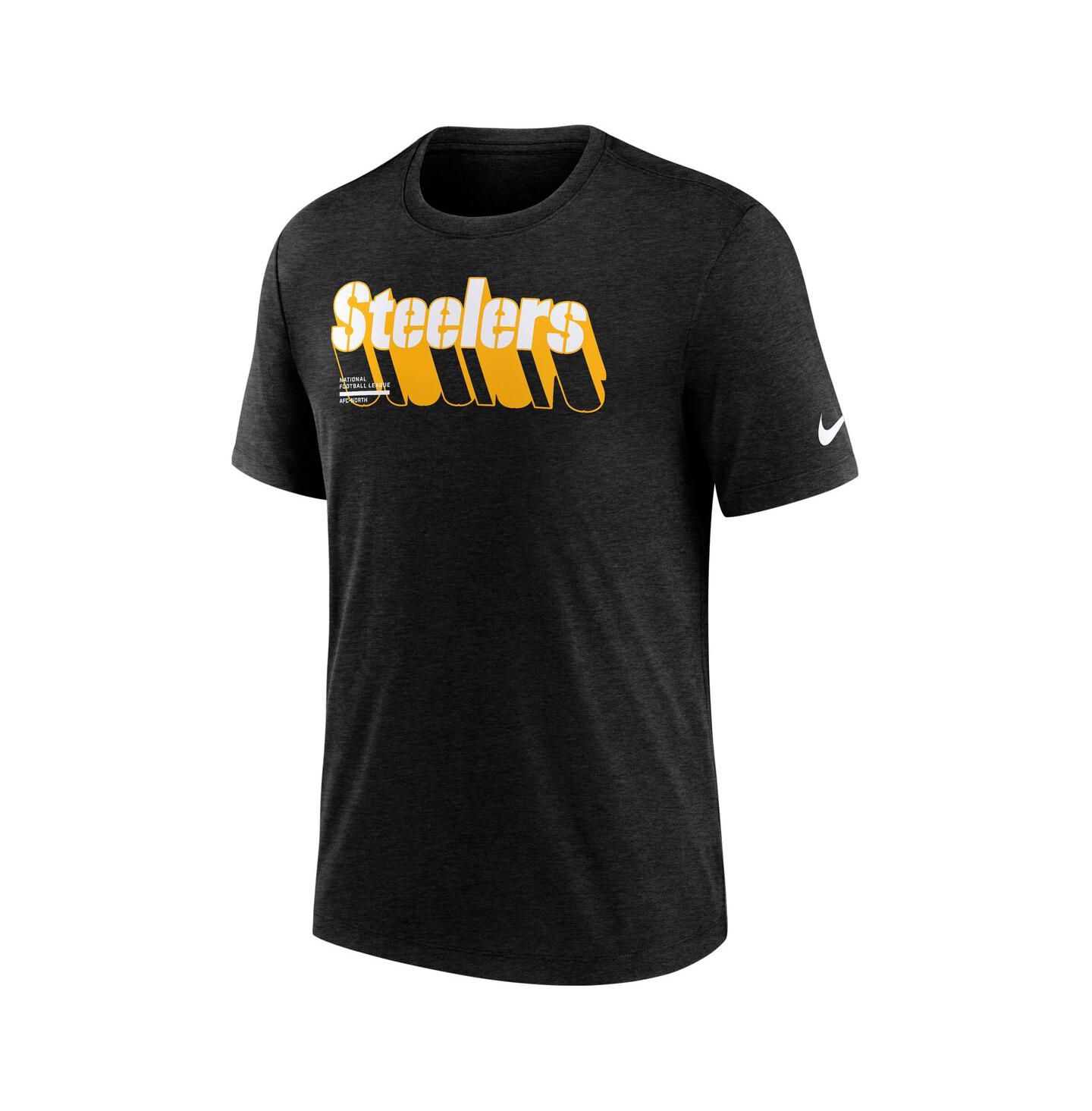 Мужская футболка Nike Heather Navy Pittsburgh Steelers Long Pass Tri-Blend — фото 3