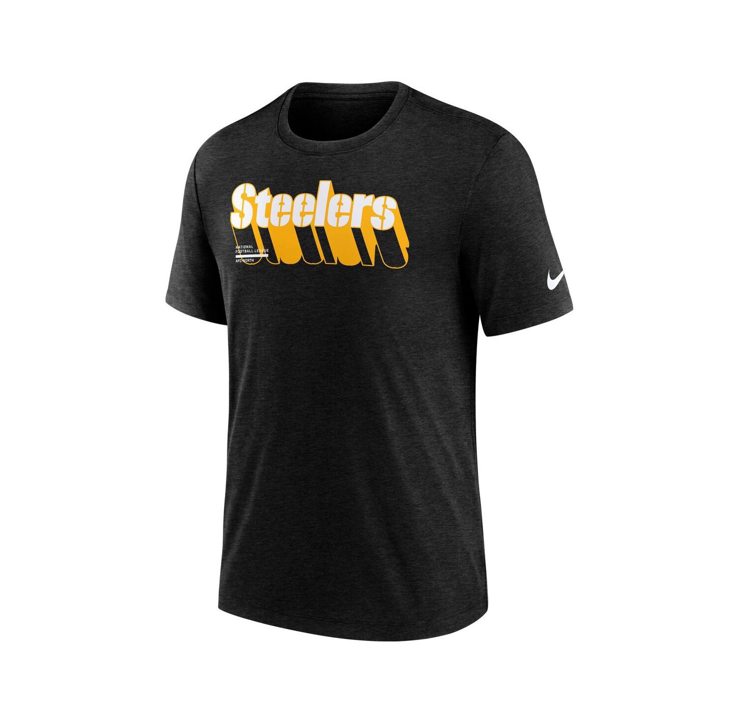 Men's Heather Navy Pittsburgh Steelers Long Pass Tri-Blend T-Shirt
