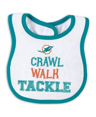 Baby Boys and Girls Miami Dolphins Sleep Play with Bib and Fun Hat Set