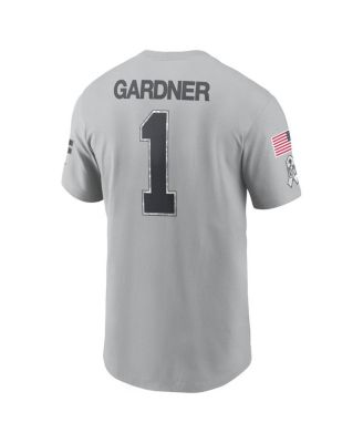 Men's Ahmad Sauce Gardner Gray New York Jets 2024 Salute to Service Name Number T-Shirt