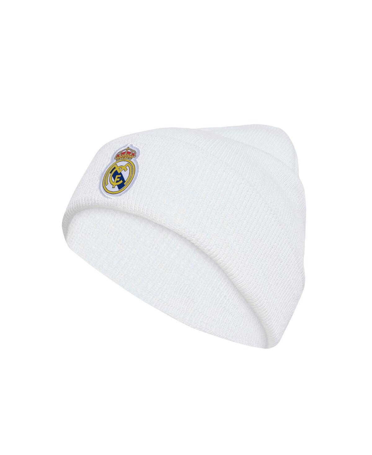 Men's and Women's White Real Madrid Cuffed Knit Hat - White