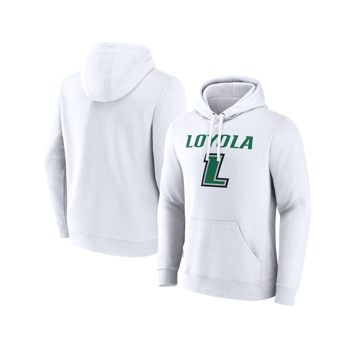 Men's White Loyola Greyhounds Primary Logo Pullover Hoodie