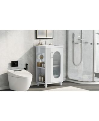 20" MDF & Ceramic Adjustable Shelf Bathroom Vanity with TP Holder & Sink