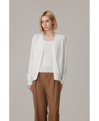 Women's 100% Merino Wool Light Weight Cardigan | Ultra Soft Fine Gauge Sweaters Machine Washable