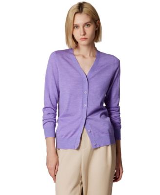 Women's Merino Wool Light Weight Cardigan Ultra Soft Fine Gauge V Neck Sweaters
