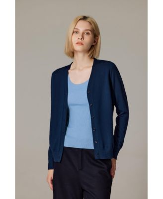Women's Merino Wool Light Weight Cardigan Ultra Soft Fine Gauge V Neck Sweaters