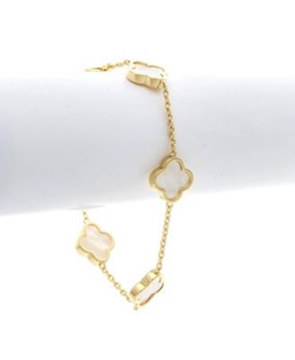 Mother of Pearl Clover Station Bracelet