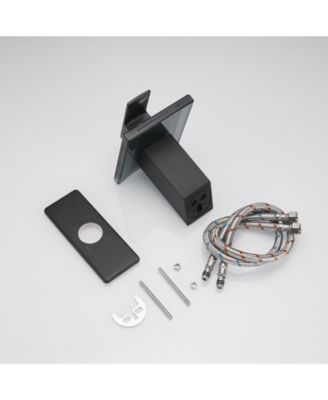 Waterfall Single Hole Single-Handle Low-Arc Bathroom Faucet With Glass Spout In Polished Chrome