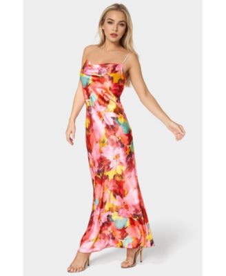 Women's Print Satin Maxi Dress