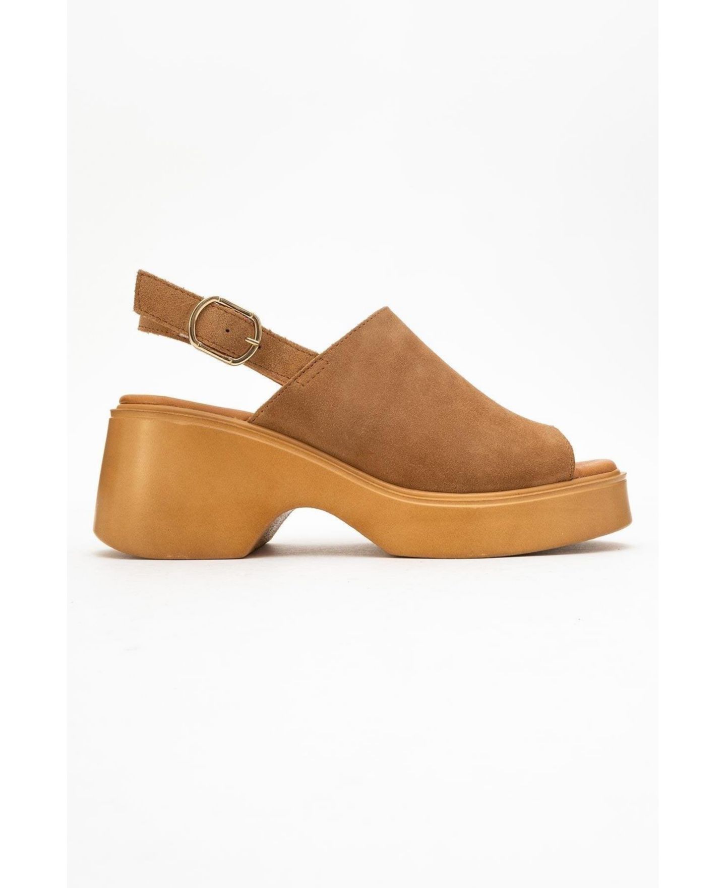 Женские сандалии Forever & Always Shoes Power Leather Platform Wedge Sandals (Women), цвет: Коньячный коричневый замшевый кожаный — фото 3