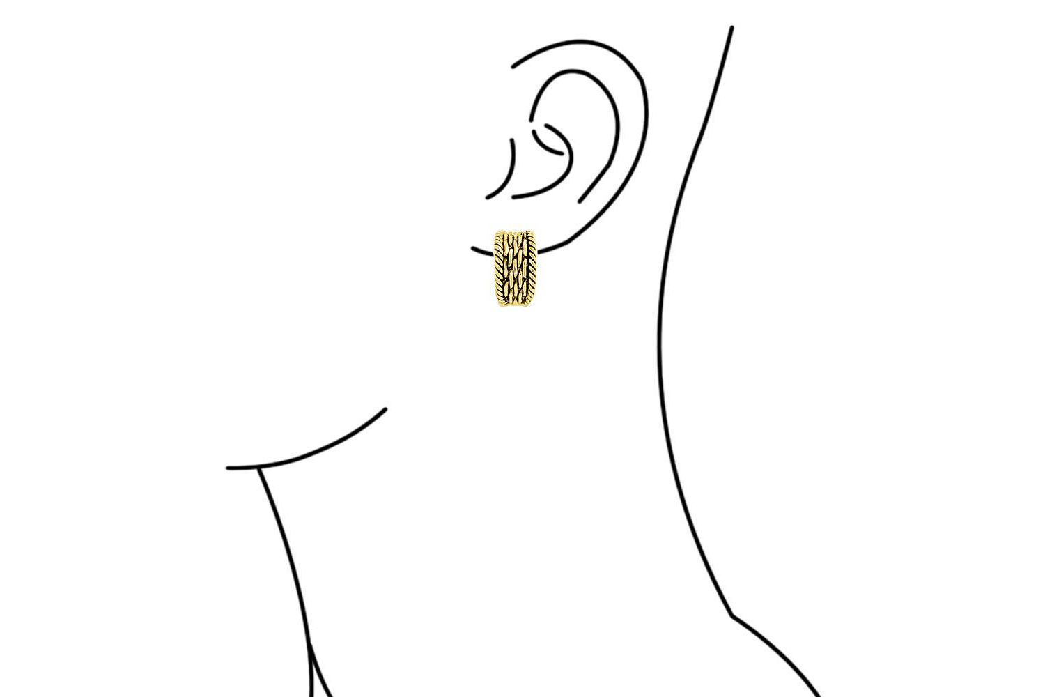 Twisted Rope Cable Chain Clip On Earrings Oxidized Silver Gold Plated 2-Set