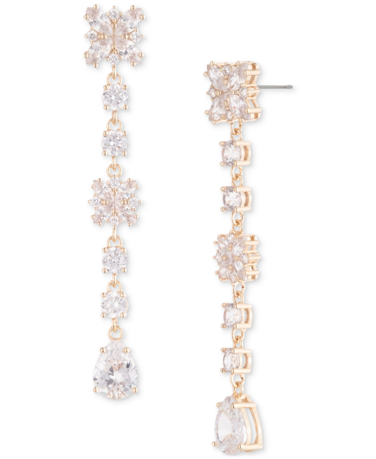 Marchesa Cubic Zirconia Linear Drop Earrings In White