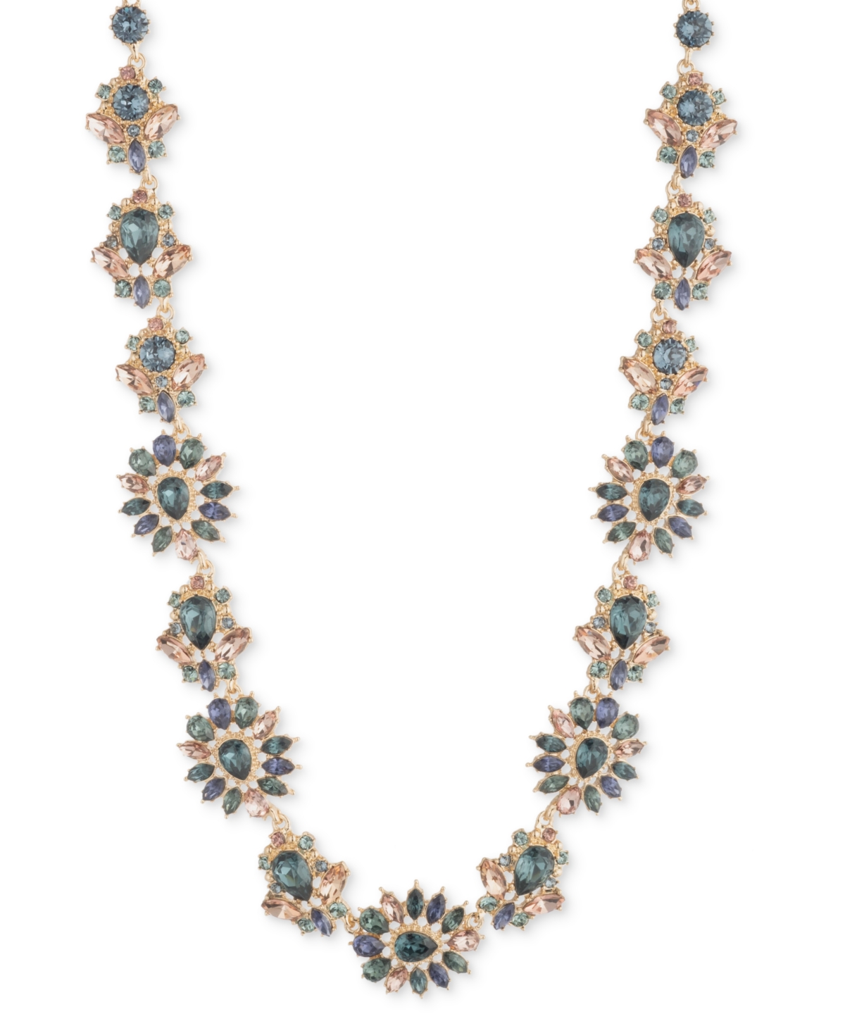 Marchesa Crystal Cluster Collar Necklace, 16" + 3" Extender In Blue