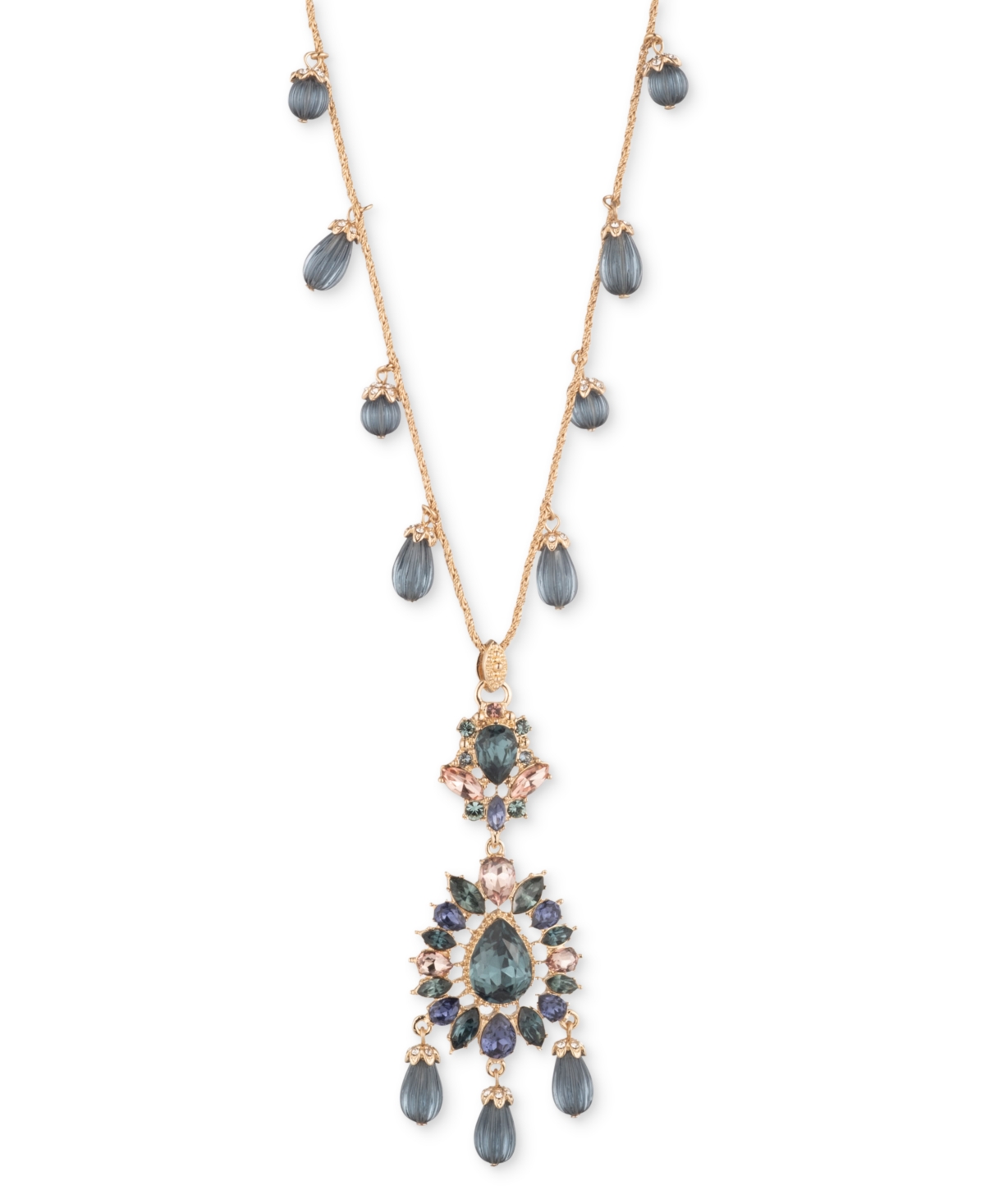 Marchesa Crystal & Stone Cluster 38" Pendant Necklace In Blue