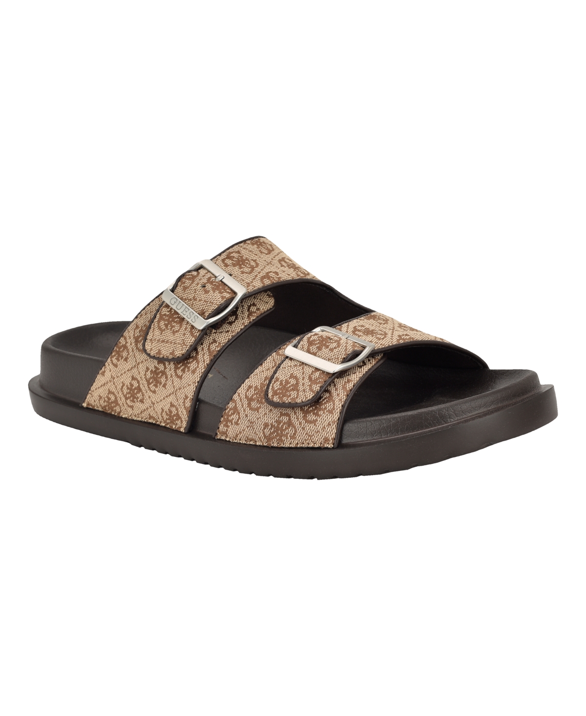 Guess Men's Verone Double Strap Fashion Slides In Brown