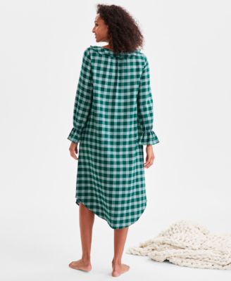 Women's Flannel Ruffle-Neck Long Sleeve Nightgown