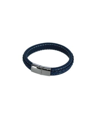 Amari's Azure Stitched Leather Secure Clasped Bracelet