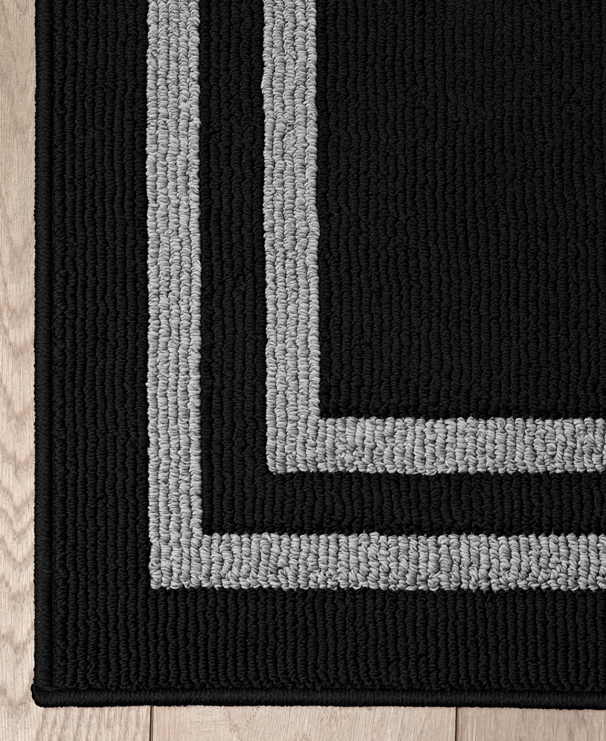 Jean Pierre Double Line Border Tufted - Machine Washable Runner Rug