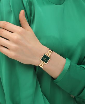 Women's Cass Gold Tone Stainless Steel and Dark Green Leather Calfskin Strap Watch, 22mm