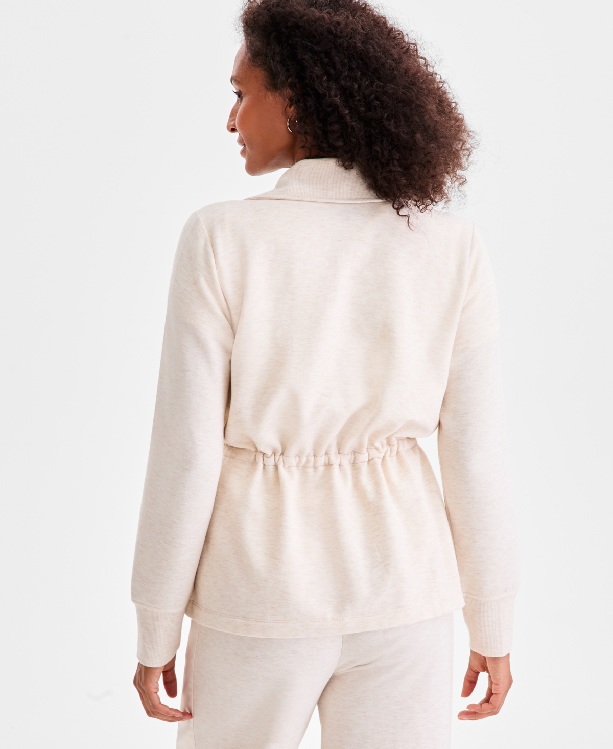 Style & Co Luxe-fleece Front-zip Drawstring-waist Jacket, Macy's Exclusive In White