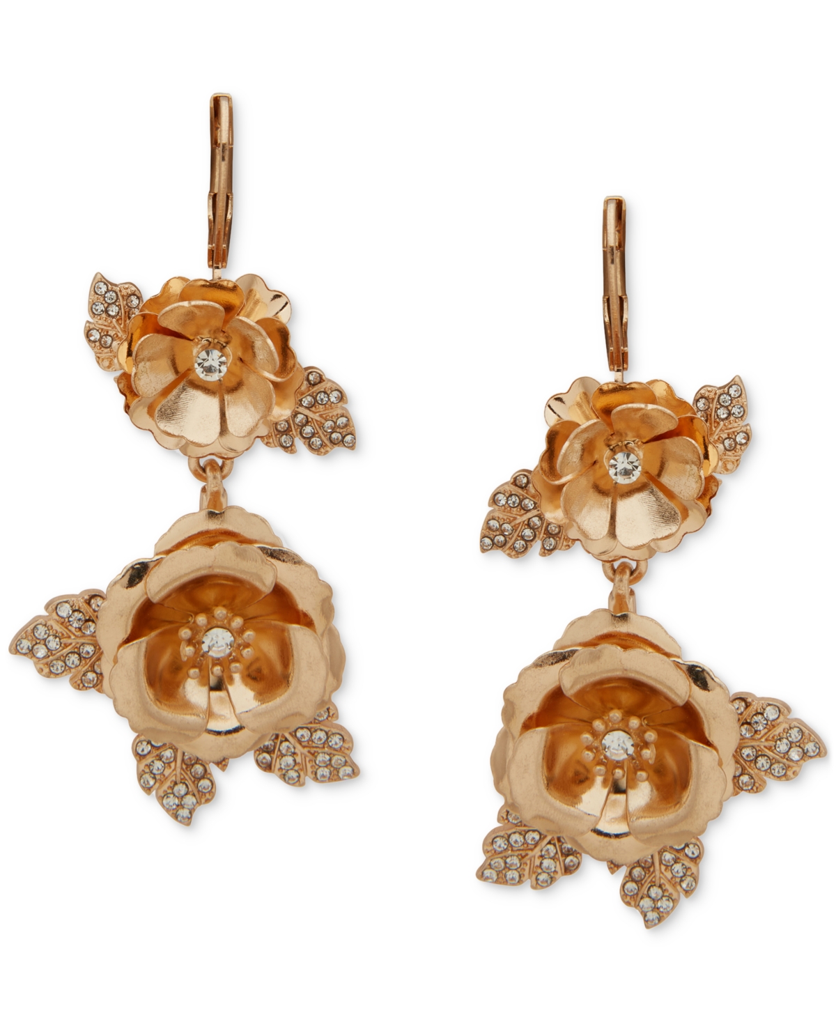 Lonna & Lilly Flower Stone Double Drop Earrings In White