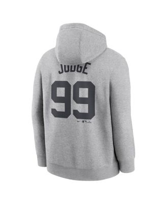Men's Aaron Judge Heather Gray New York Yankees Player Name Number Club Fleece Pullover Hoodie